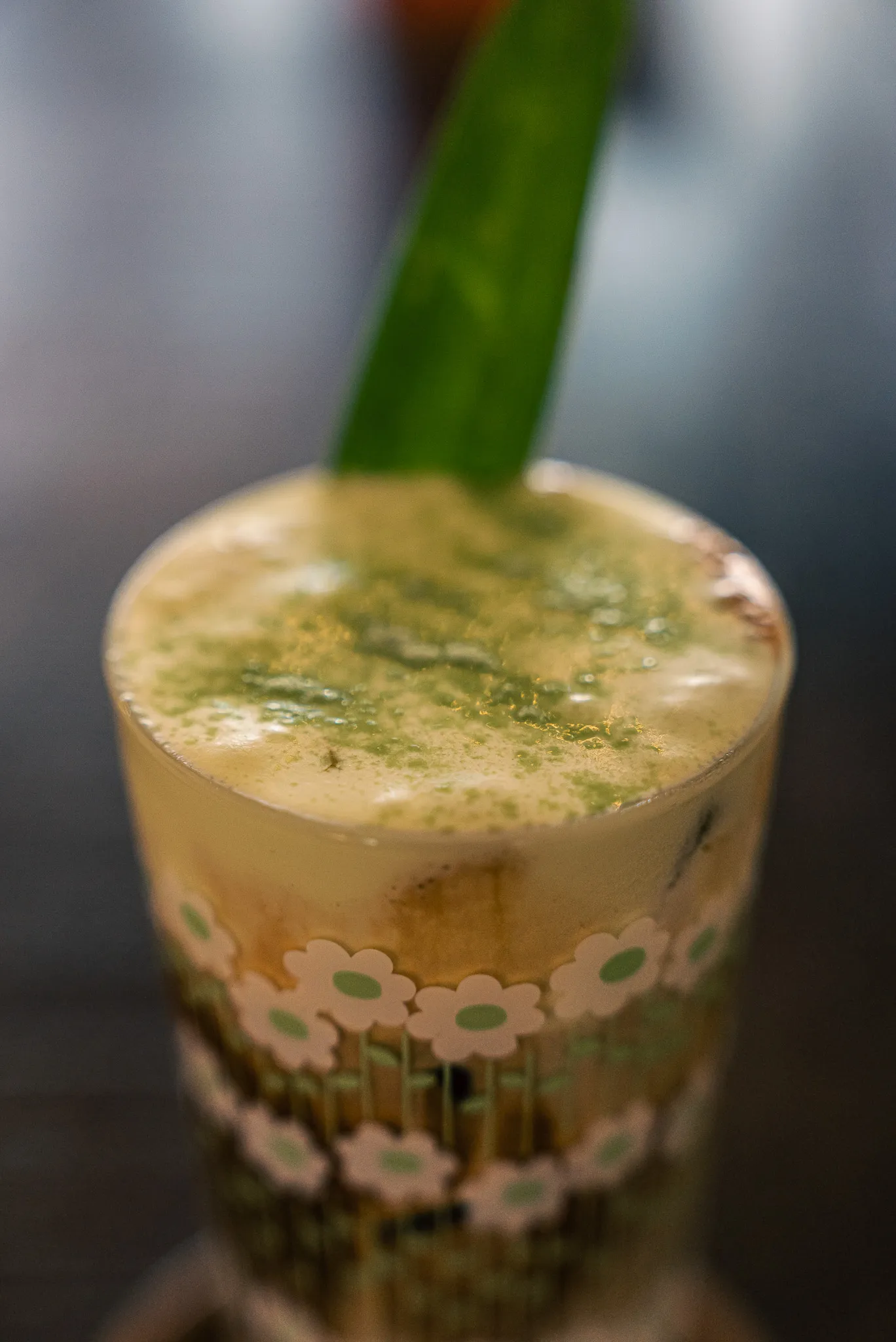Close-up of a Pandan Latte at Ching Ching by Pandan Republic, Kuala Lumpur
