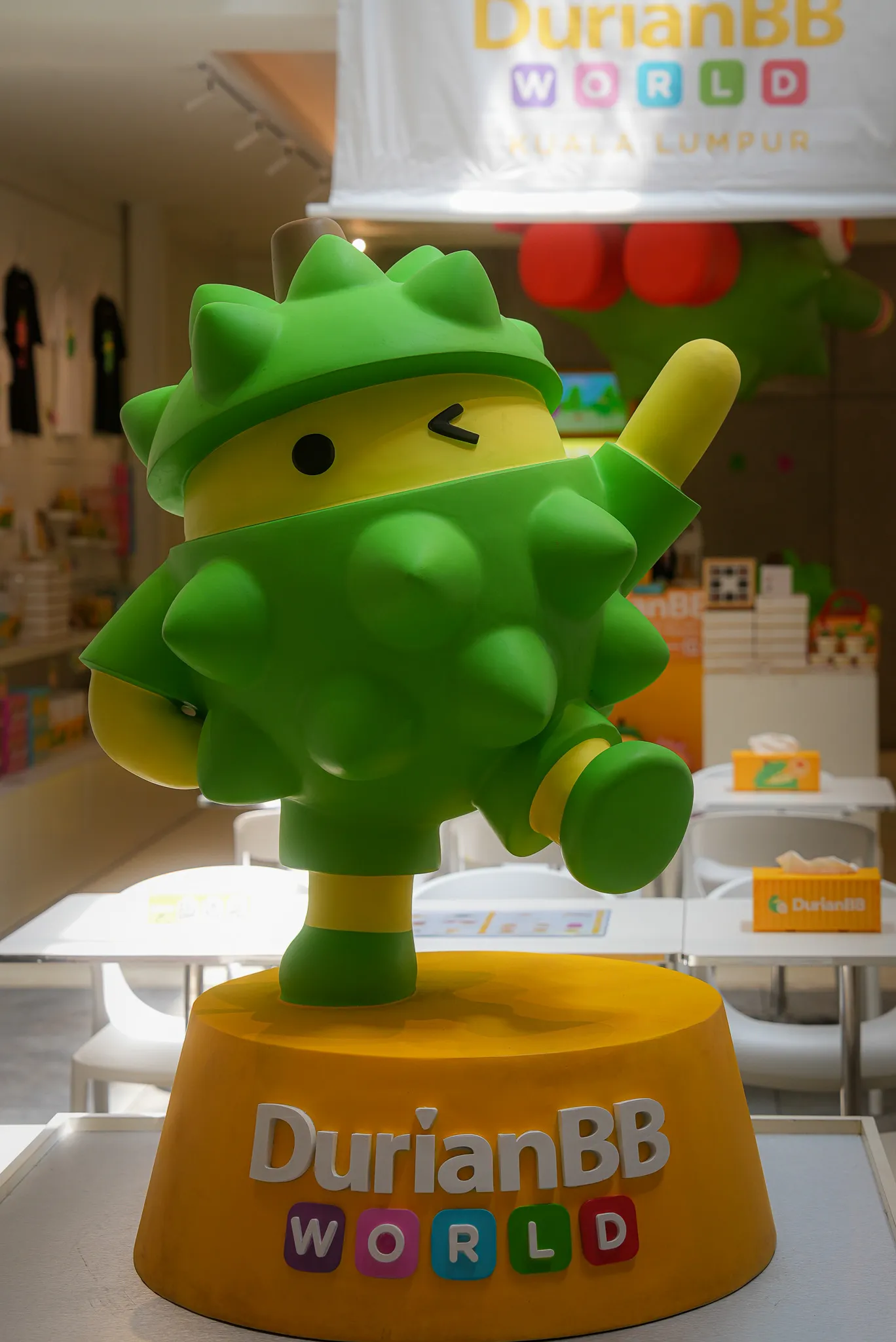 DurianBB World mascot statue inside the restaurant, Kuala Lumpur